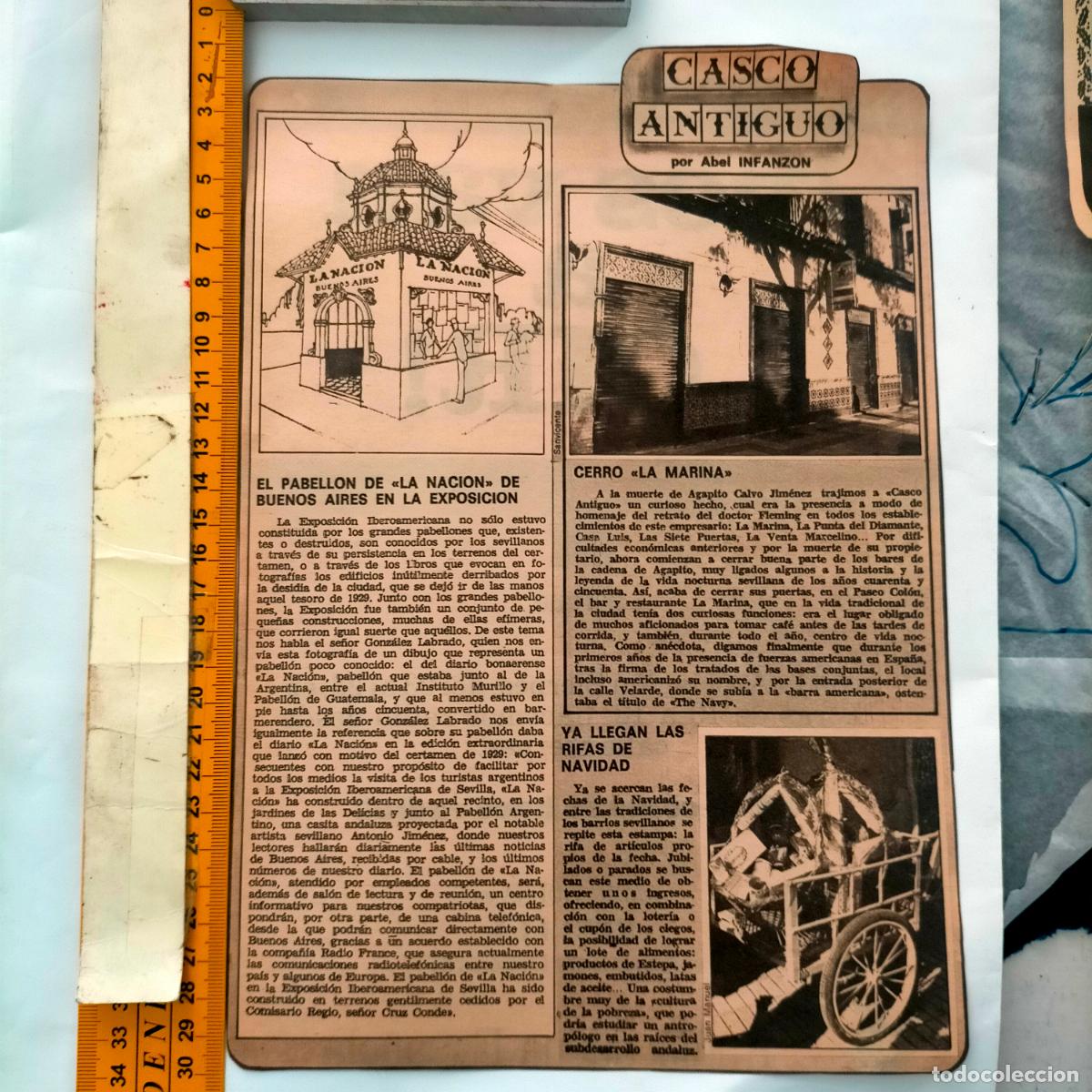 Collectionnisme de Revues et Journaux: NOTICIA SEVILLA CASCO ANTIGUO ANTONIO BURGOS - PABELLON LA NACION BUENOS AIRES CERRO LA MARINA RIFAS