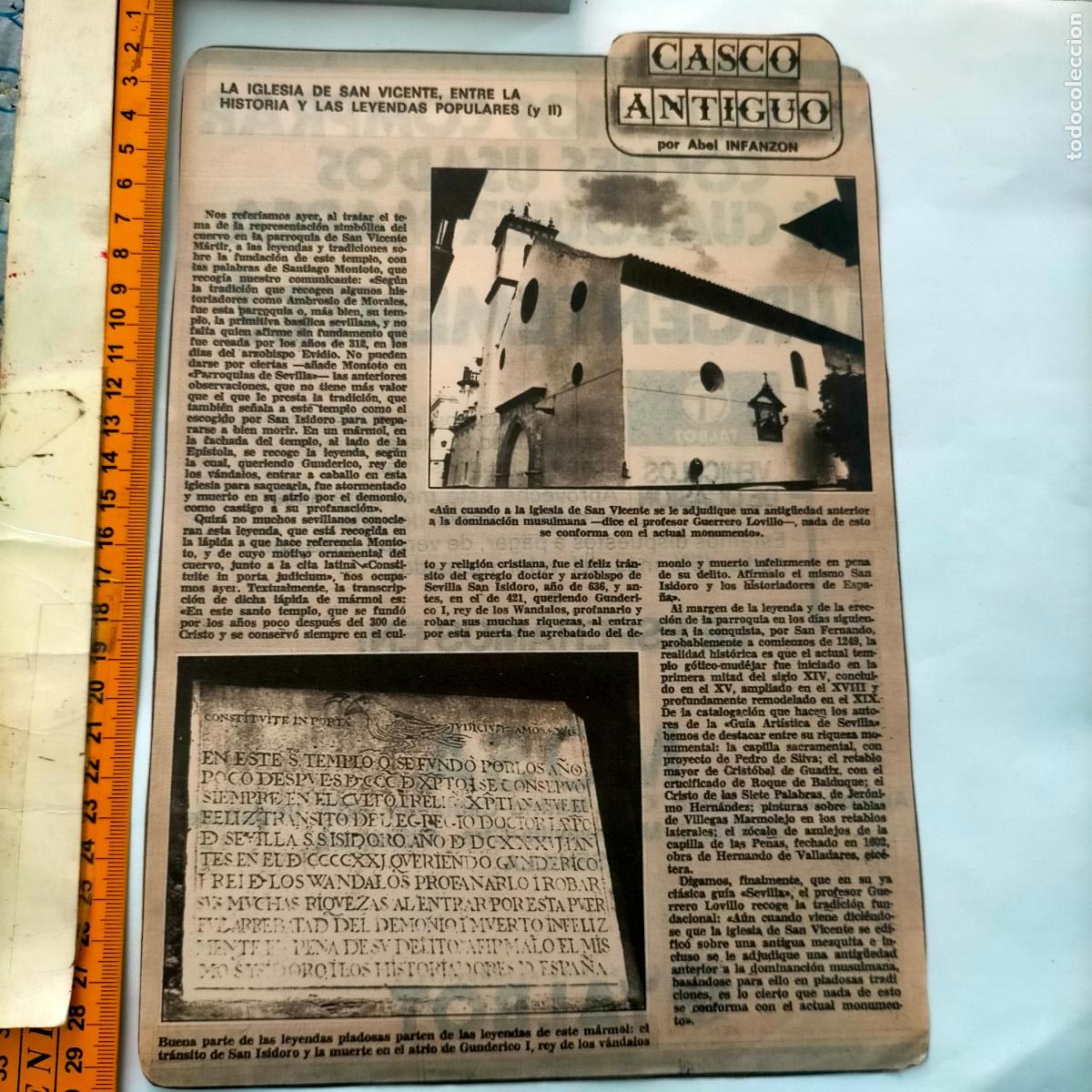 Collezionismo di Riviste e Giornali: NOTICIA SEVILLA CASCO ANTIGUO ANTONIO BURGOS - IGLESIA DE SAN VICENTE