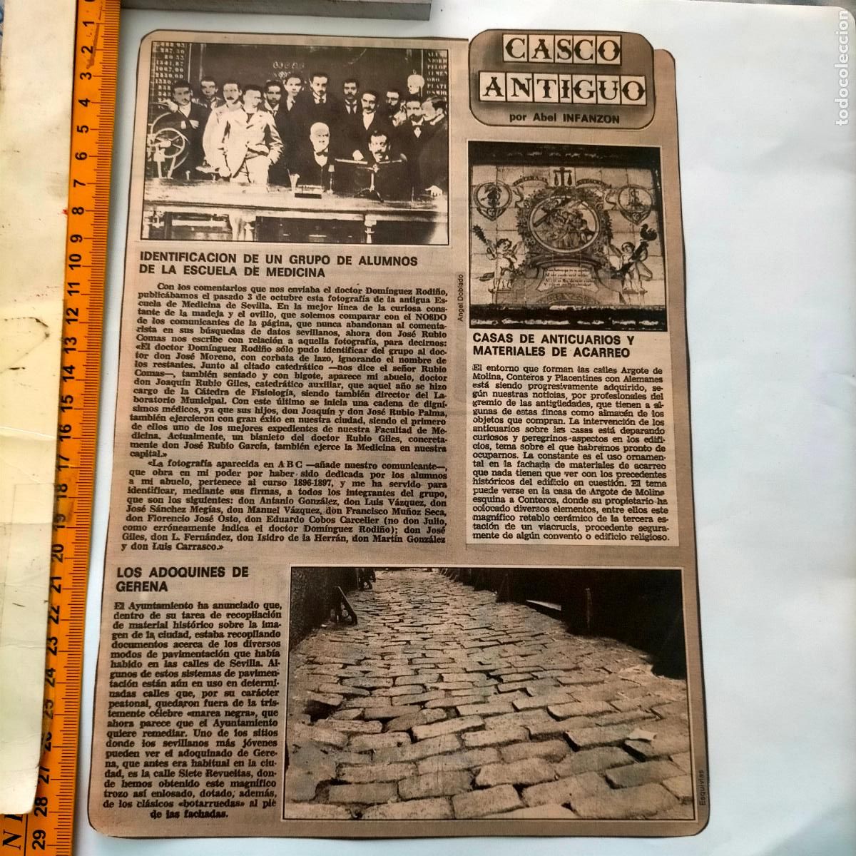 Collezionismo di Riviste e Giornali: NOTICIA SEVILLA CASCO ANTIGUO ANTONIO BURGOS - GURPO ESCUELA MEDICINA - ANTICUARIOS - GERENA