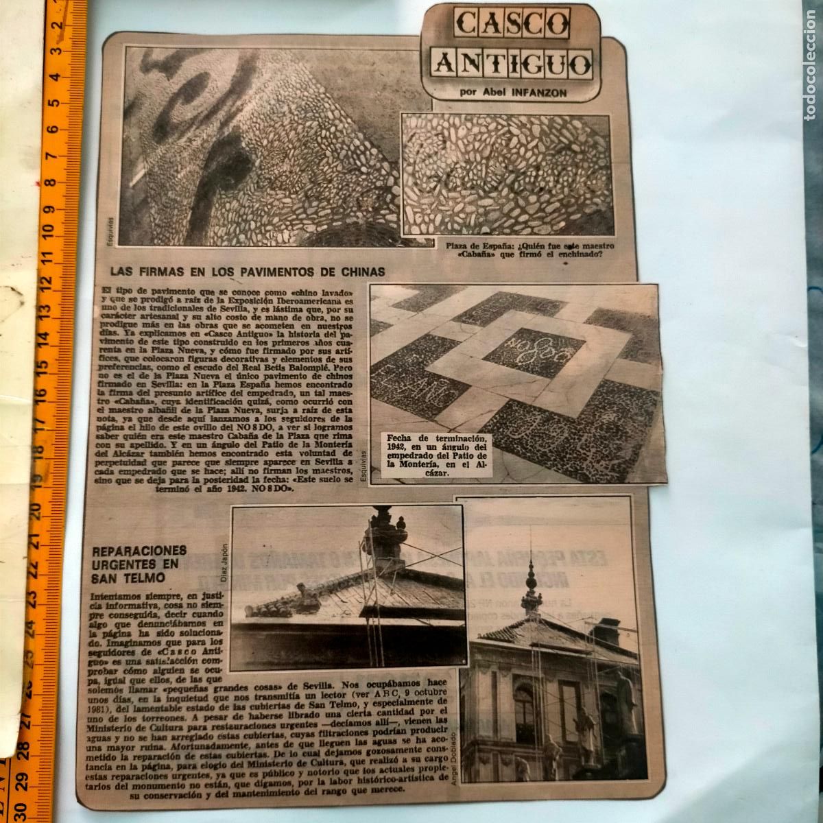 Collezionismo di Riviste e Giornali: NOTICIA SEVILLA CASCO ANTIGUO ANTONIO BURGOS - PAVIMENTOS DE CHINAS - IGLESIA SAN TELMO