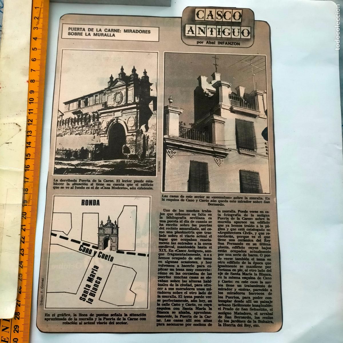 Collezionismo di Riviste e Giornali: NOTICIA SEVILLA CASCO ANTIGUO ANTONIO BURGOS - PUERTA DE LA CARNE MIRADORES MURALLA