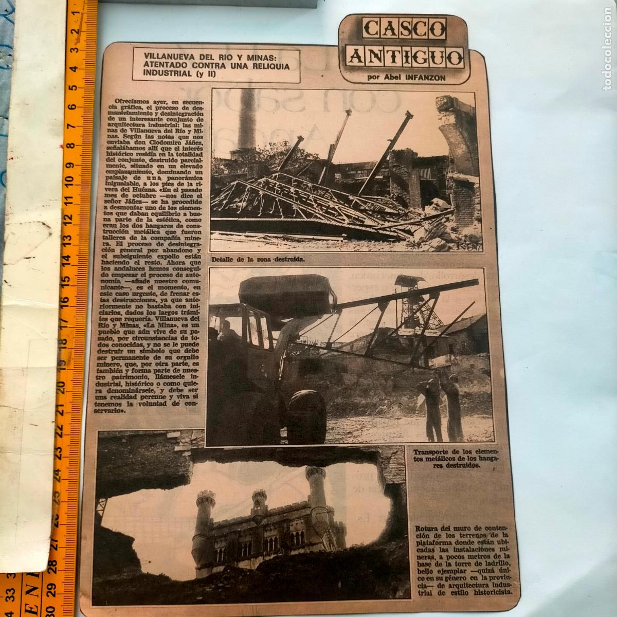 Collezionismo di Riviste e Giornali: NOTICIA SEVILLA CASCO ANTIGUO ANTONIO BURGOS - VILLANUEVA DEL RIO Y MINAS RELIQUIA INDUSTRIAL