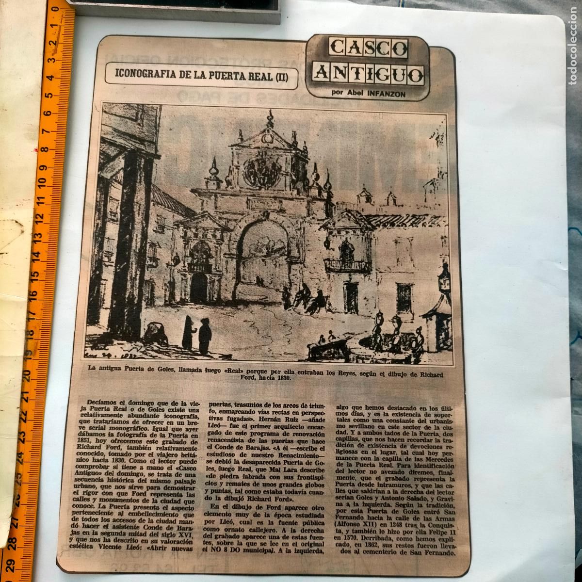 Collezionismo di Riviste e Giornali: NOTICIA SEVILLA CASCO ANTIGUO ANTONIO BURGOS - ICONOGRAFIA DE LA PUERTA REAL