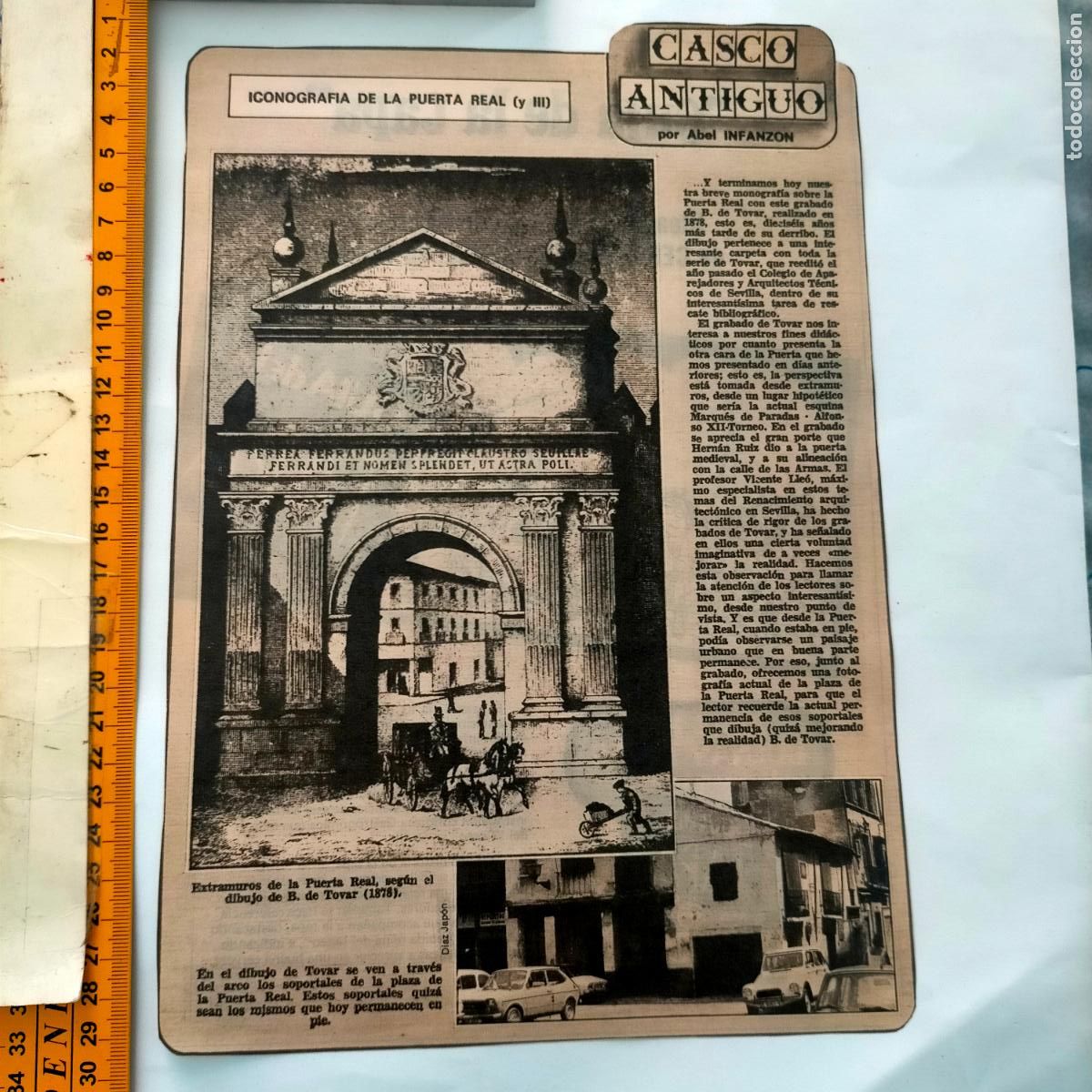 Collezionismo di Riviste e Giornali: NOTICIA SEVILLA CASCO ANTIGUO ANTONIO BURGOS - ICONOGRAFIA DE LA PUERTA REAL