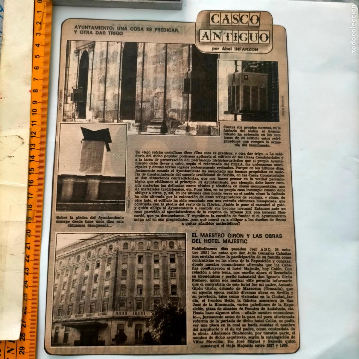 Collezionismo di Riviste e Giornali: NOTICIA SEVILLA CASCO ANTIGUO ANTONIO BURGOS - MAESTRO GIRON OBRAS HOTEL MAJESTIC