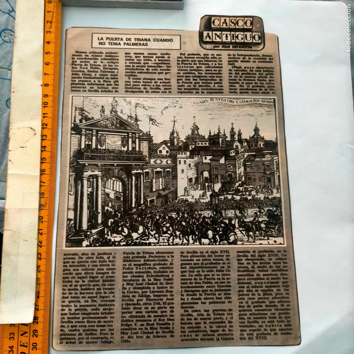 Collection Magazines and Newspapers: NOTICIA SEVILLA CASCO ANTIGUO ANTONIO BURGOS - LA PUERTA DE TRIANA SIN PALMERAS