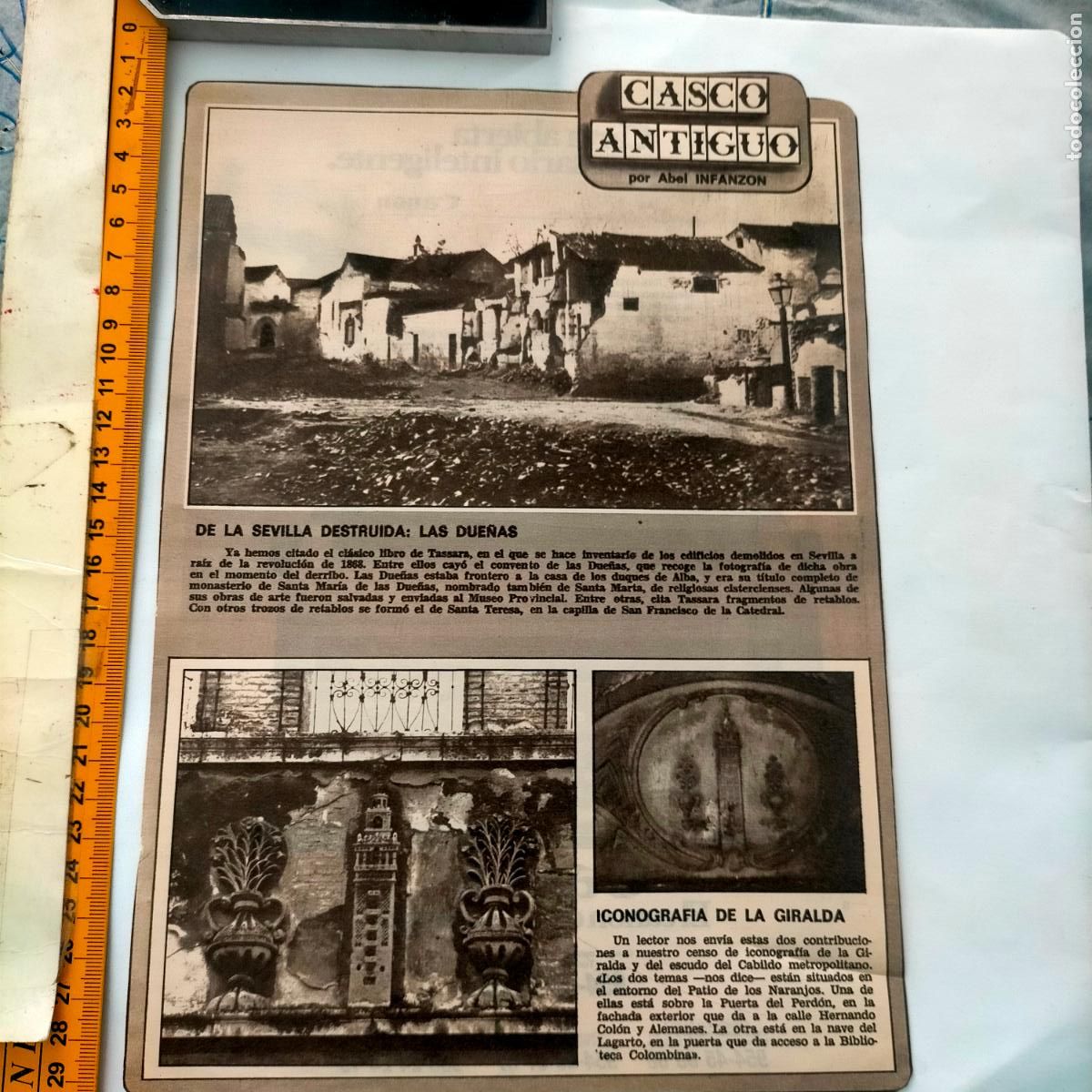 Collezionismo di Riviste e Giornali: NOTICIA SEVILLA CASCO ANTIGUO ANTONIO BURGOS - LAS DUE&Ntilde;AS - ICONOGRAFIA DE LA GIRALDA