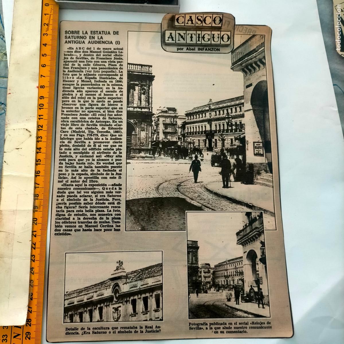 Collezionismo di Riviste e Giornali: NOTICIA SEVILLA CASCO ANTIGUO ANTONIO BURGOS - ESTATUA SATURNO ANTIGUA AUDIENCIA