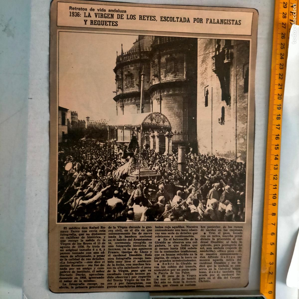 Collezionismo di Riviste e Giornali: NOTICIA SEVILLA CASCO ANTIGUO ANTONIO BURGOS - patrona virgen de los reyes - falange - requetes -