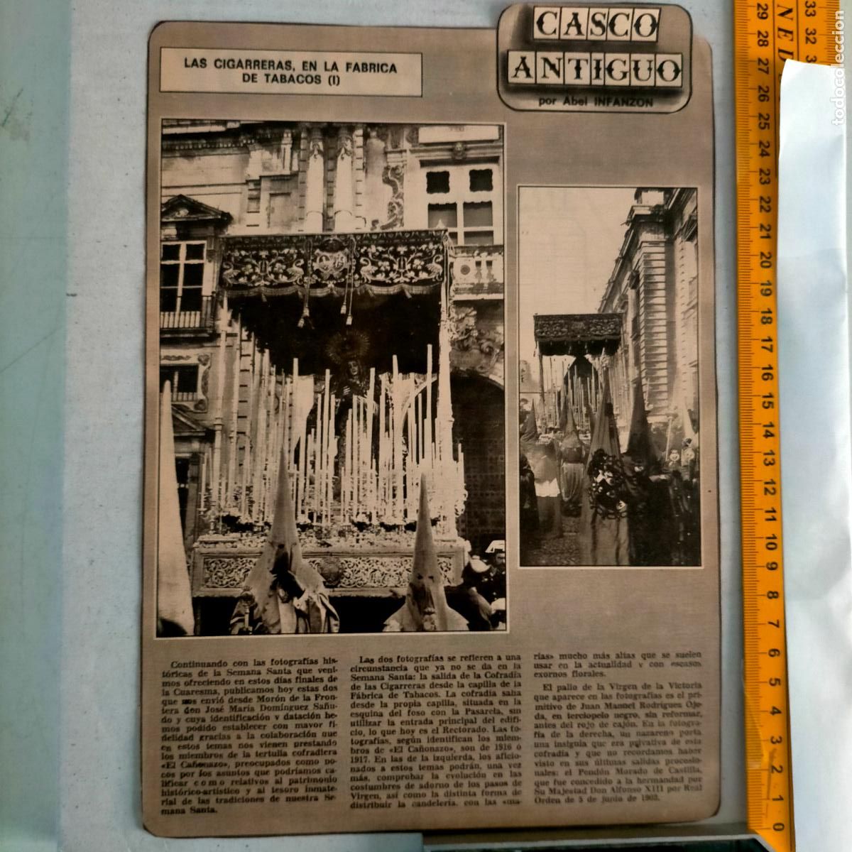 Collection Magazines and Newspapers: NOTICIA SEVILLA CASCO ANTIGUO ANTONIO BURGOS - HERMANDAD DE LAS CIGARRERAS SEMANA SANTA VIRGEN