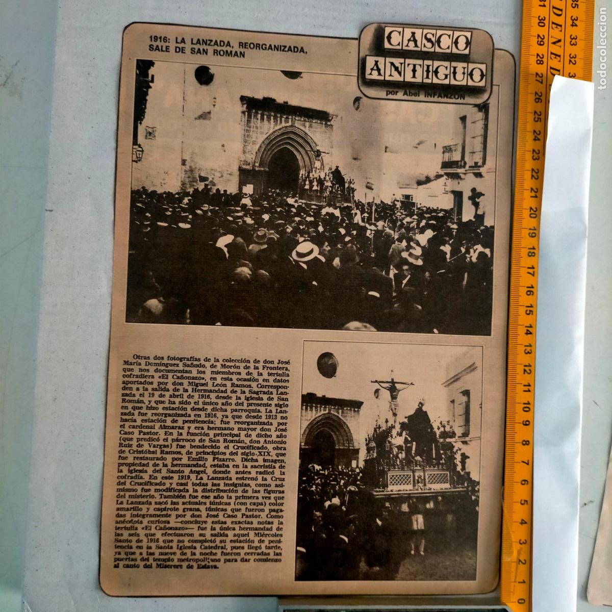 Collectionnisme de Revues et Journaux: NOTICIA SEVILLA CASCO ANTIGUO ANTONIO BURGOS - HERMANDAD DE LA SAGRADA LANZADA 1916