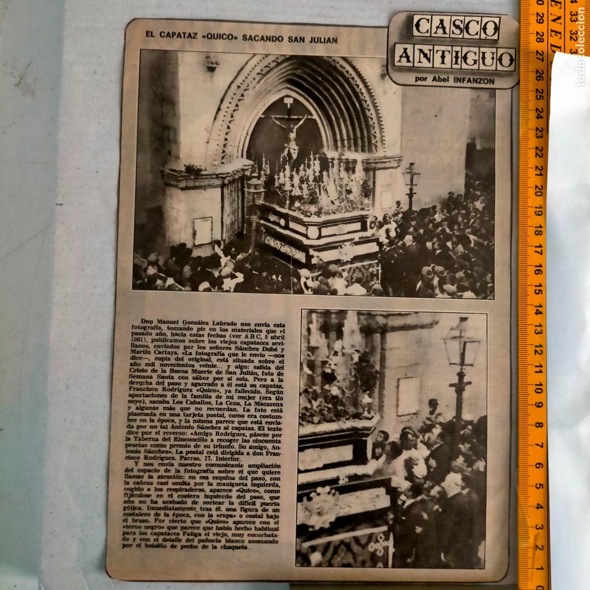 Collectionnisme de Revues et Journaux: NOTICIA SEVILLA CASCO ANTIGUO ANTONIO BURGOS - CRISTO DE LA BUENA MUERTE DE SAN JULIAN