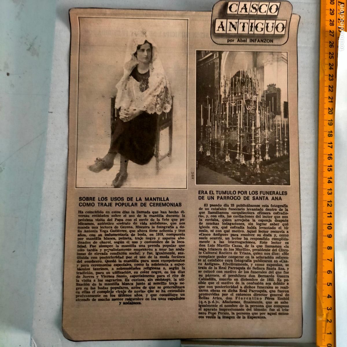 Collectionnisme de Revues et Journaux: NOTICIA SEVILLA CASCO ANTIGUO ANTONIO BURGOS - MANTILLA ESPA&Ntilde;OLA - FUNERALES PARROCO SANTA ANA