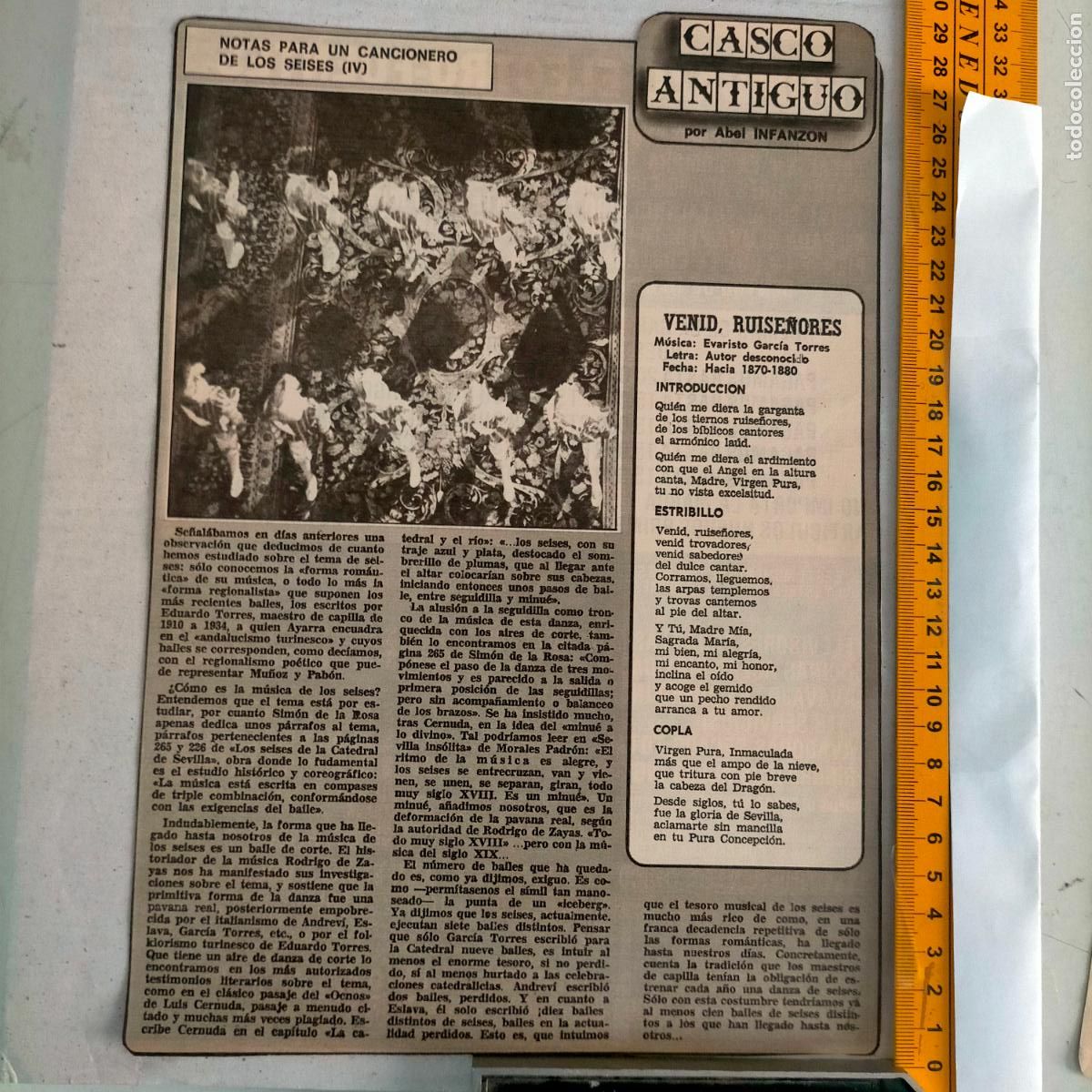 Collectionnisme de Revues et Journaux: NOTICIA SEVILLA CASCO ANTIGUO ANTONIO BURGOS - CANCIONERO DE LOS SEISES
