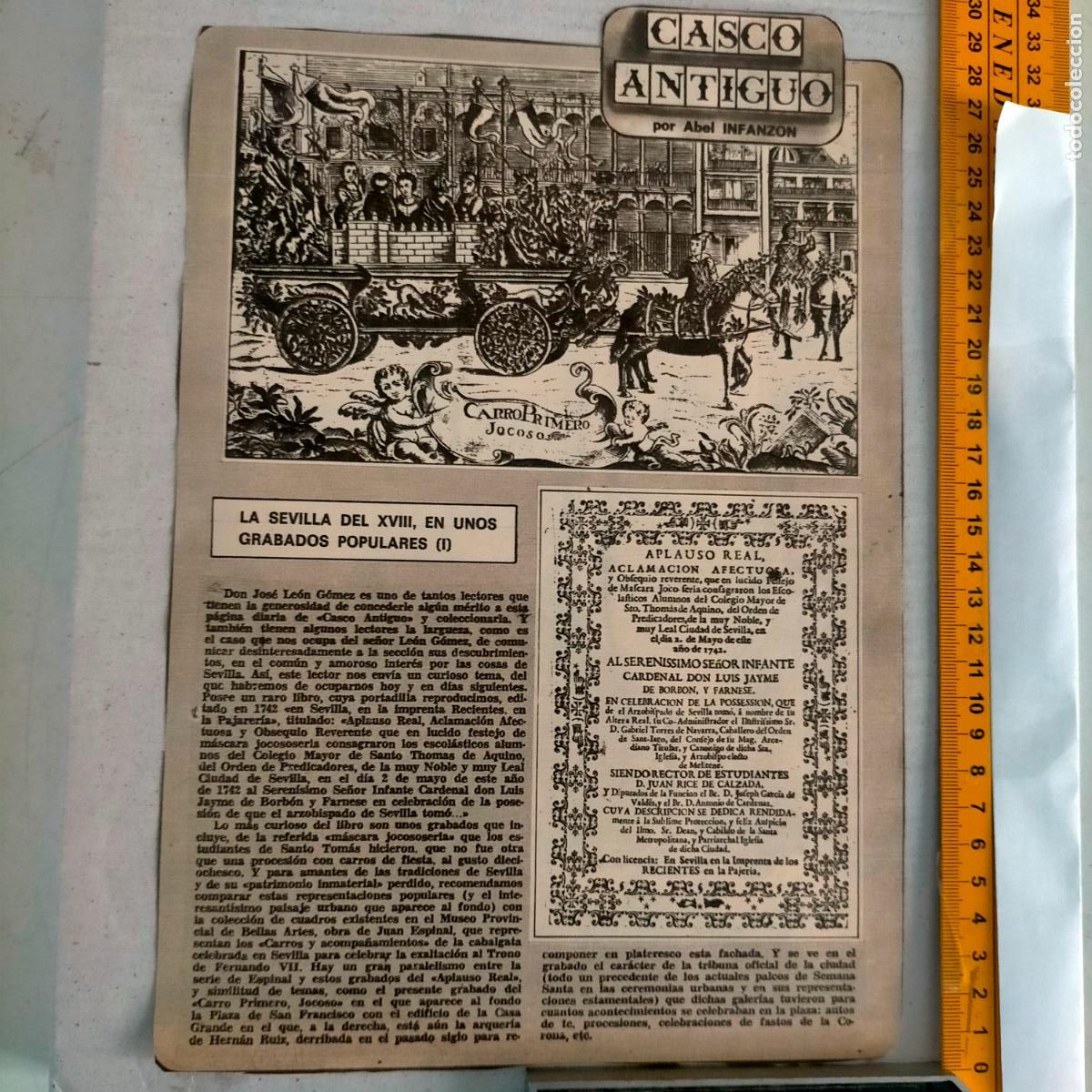 Collectionnisme de Revues et Journaux: NOTICIA SEVILLA CASCO ANTIGUO ANTONIO BURGOS - SEVILLA EN UNO DE LOS GRABADOS POPULARES