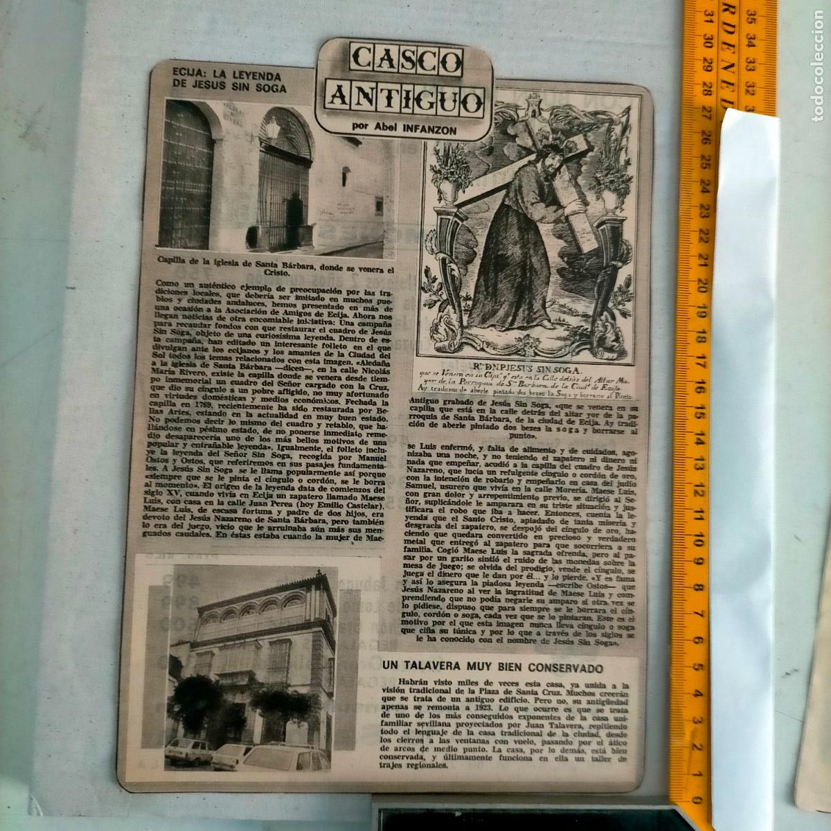 Collectionnisme de Revues et Journaux: NOTICIA SEVILLA CASCO ANTIGUO ANTONIO BURGOS - CAPILLA SANTA BARBARA - GRABADO CRISTO SIN SOGA -