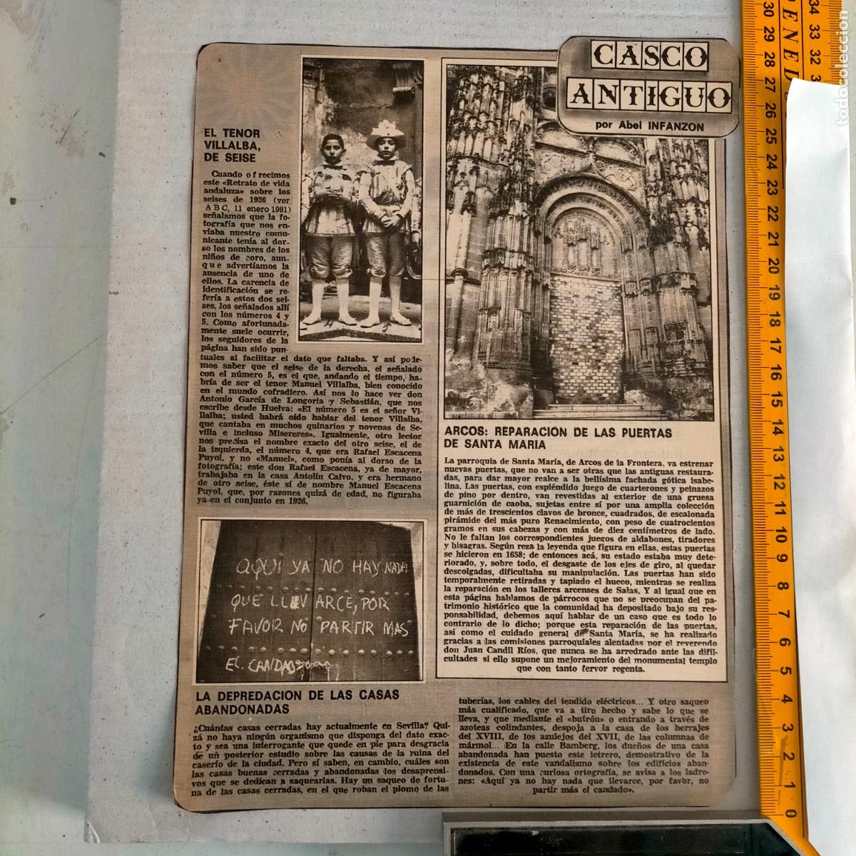 Collectionnisme de Revues et Journaux: NOTICIA SEVILLA CASCO ANTIGUO ANTONIO BURGOS - VILLALBA DE SEISE - IGLESIA DE SANTA MARIA