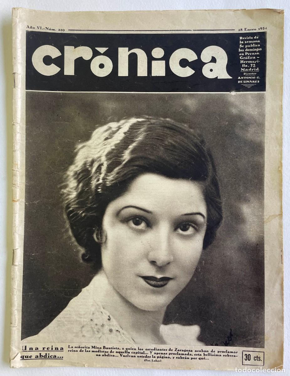Coleccionismo de revistas y peri&oacute;dicos: ANTIGUA revista CR&Oacute;NICA, Enero de 1934. Plena Republica.