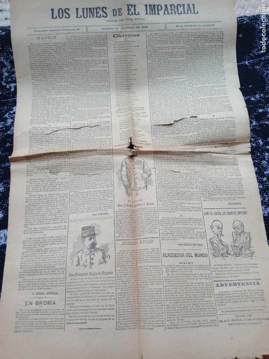 Coleccionismo de revistas y peri&oacute;dicos: Los Lunes del Imparcial 20 Julio 1896. Guerras de Cuba y Melilla