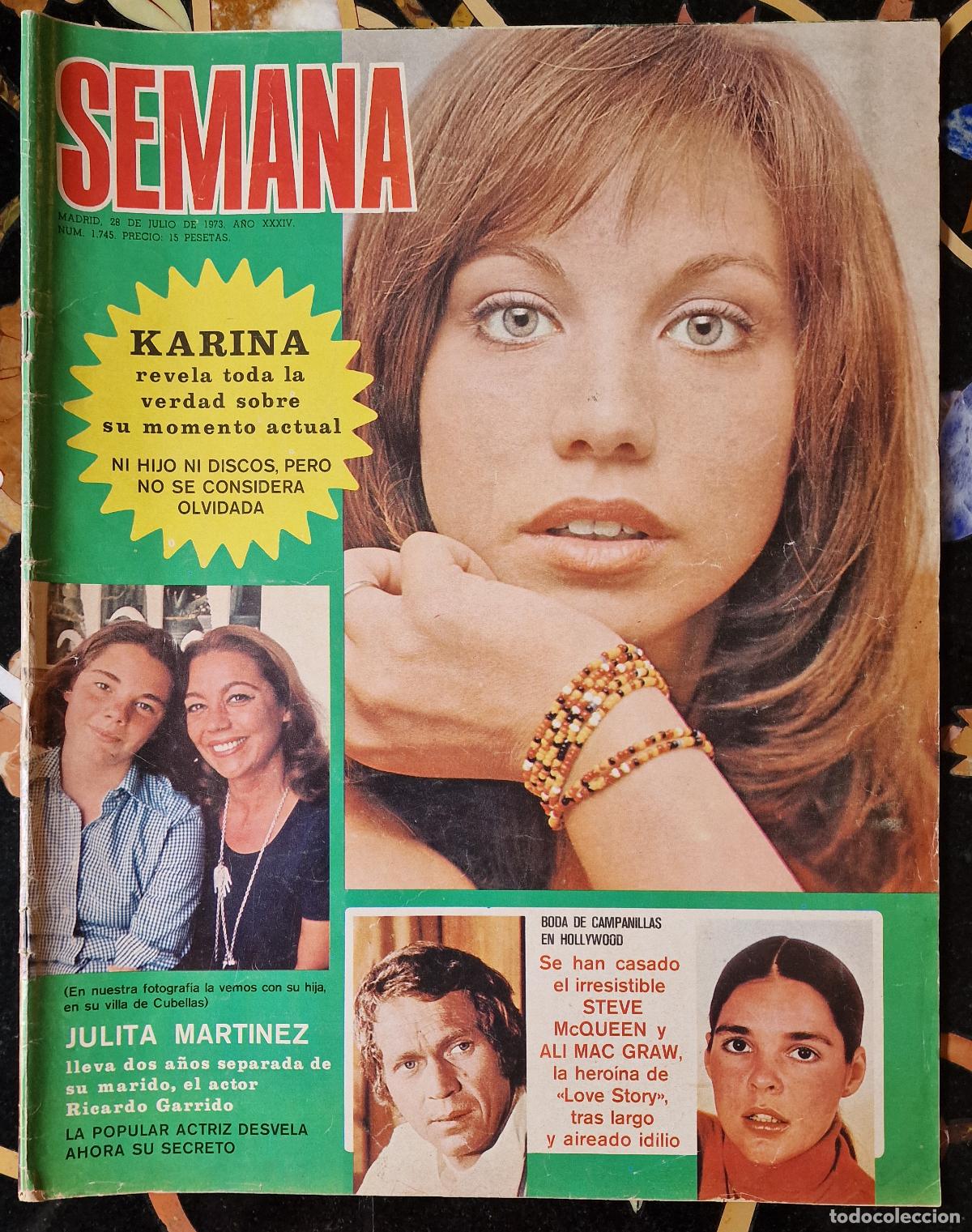 Coleccionismo de Revistas y Peri&oacute;dicos: KARINA REVISTA SEMANA - ROMY SCHNEIDER - HELMUT BERGER - SHACHA DISTEL