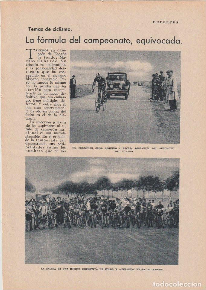Coleccionismo de Revistas y Peri&oacute;dicos: * CICLISMO * Campeonato nacional, Mariano Ca&ntilde;ardo / Tom Ray - 1930