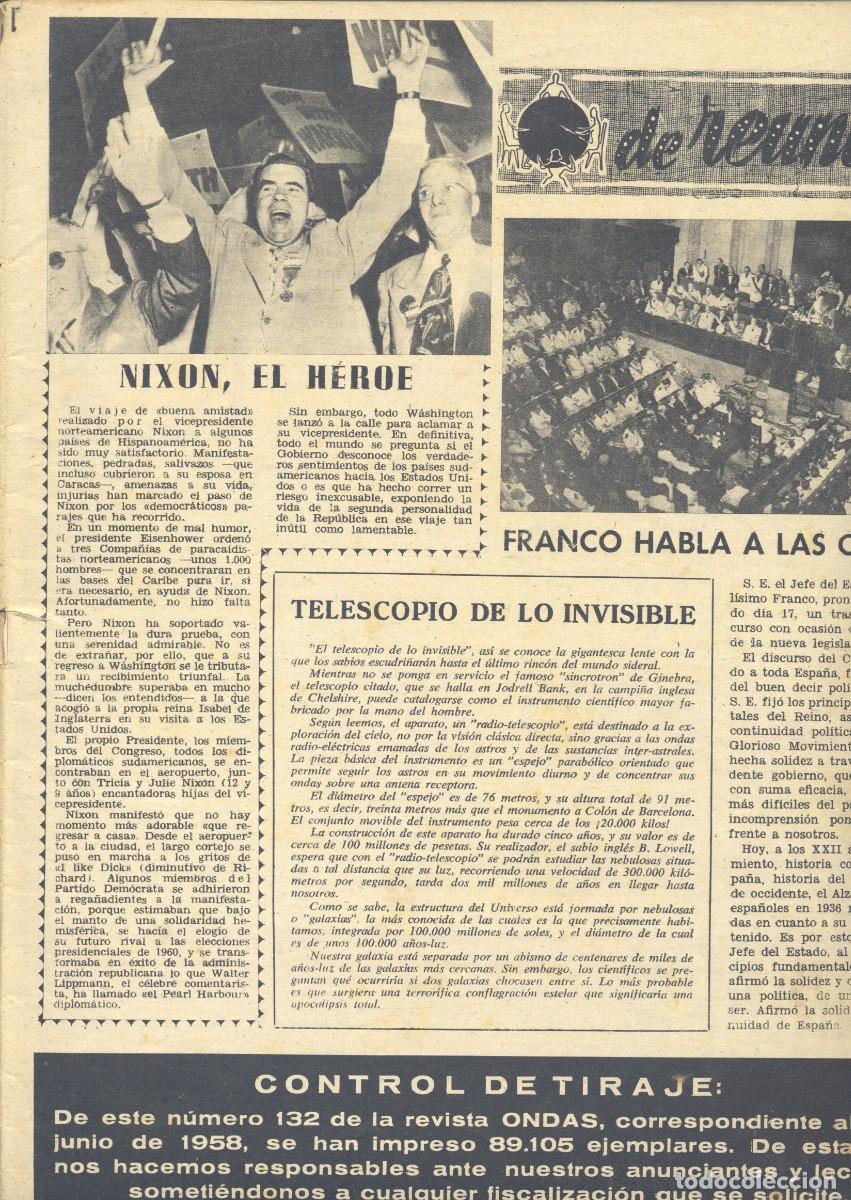 Colecionismo de Revistas e Jornais: ONDAS 132. EVA PER&Oacute;N, CANNES, FRANCOISE SAGAN, LA CHUNGA, MODAS, PETRITA TAMAYO...
