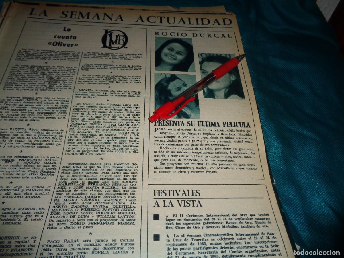 Coleccionismo de Revistas y Peri&oacute;dicos: RECORTE : ROCIO DURCAL PRESENTA SU ULTIMA PELICULA. FOTOGRAMAS, AGTO 1965