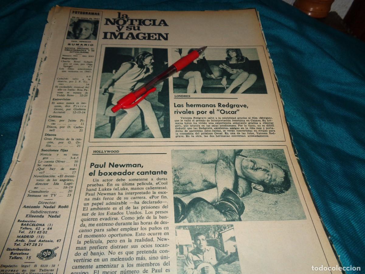 Coleccionismo de Revistas y Peri&oacute;dicos: RECORTE : VANESSA REDGRAVE. PAUL NEWMAN.FOTOGRAMAS, ENERO 1967
