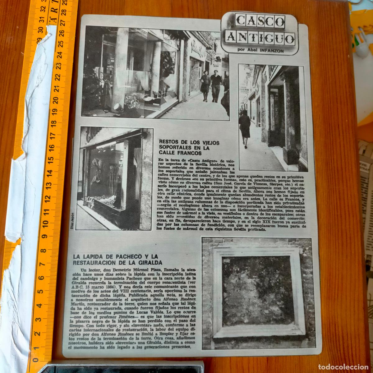 Collezionismo di Riviste e Giornali: NOTICIA SEVILLA CASCO ANTIGUO ANTONIO BURGOS - soportales calle franco, lapida de pacheco la giralda