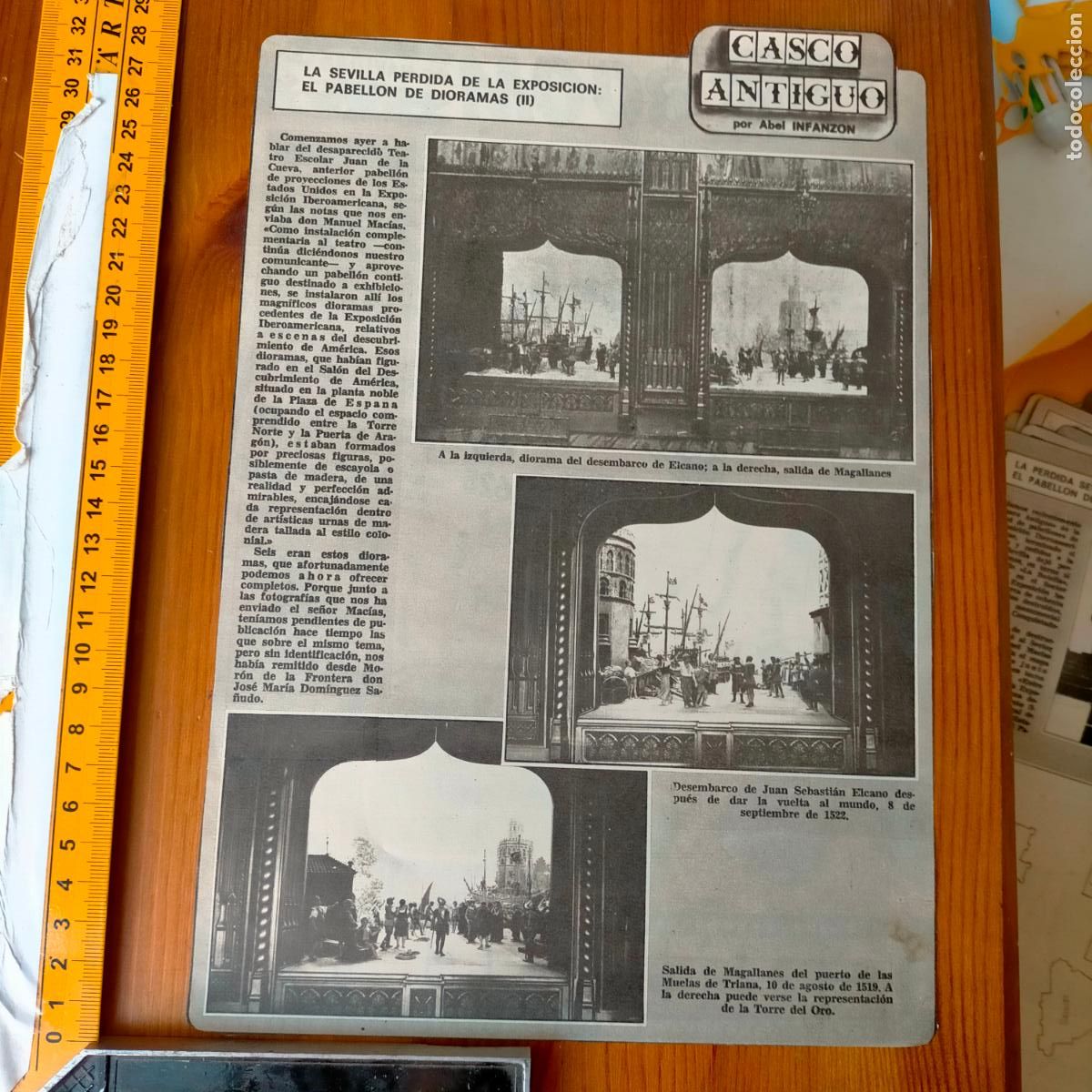 Collezionismo di Riviste e Giornali: NOTICIA SEVILLA CASCO ANTIGUO ANTONIO BURGOS - EL PABELLON DE DIORAMAS - DESEMBARCO ELCANO MAGALLANE