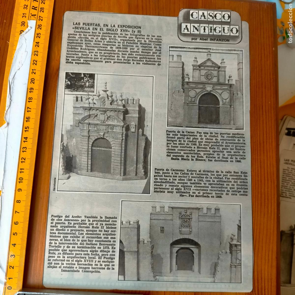 Collezionismo di Riviste e Giornali: NOTICIA SEVILLA CASCO ANTIGUO ANTONIO BURGOS - ANTIGUAS PUERTAS MAQUETAS EXPOSICION IBEROAMERICANA
