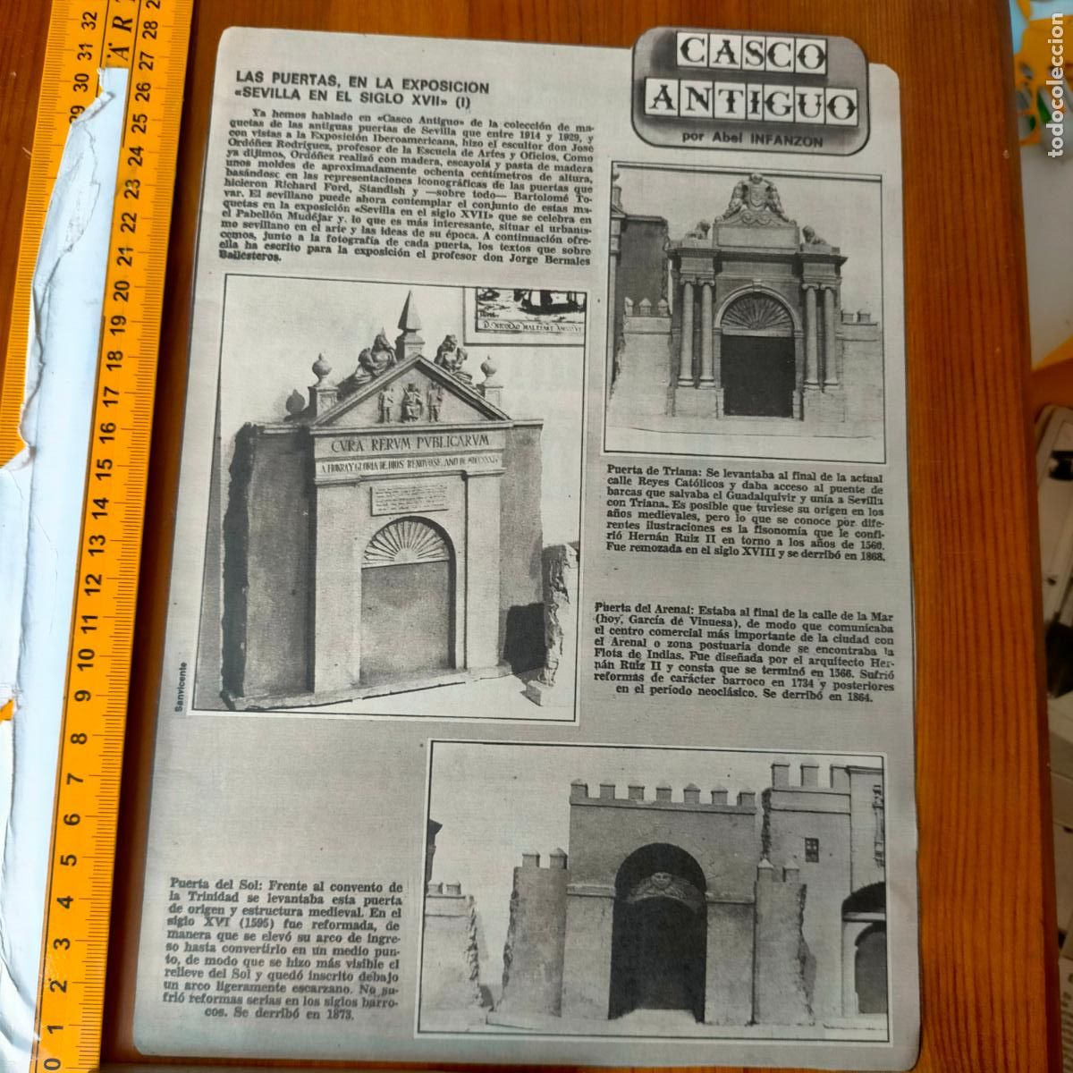 Collezionismo di Riviste e Giornali: NOTICIA SEVILLA CASCO ANTIGUO ANTONIO BURGOS - ANTIGUAS PUERTAS MAQUETAS EXPOSICION IBEROAMERICANA