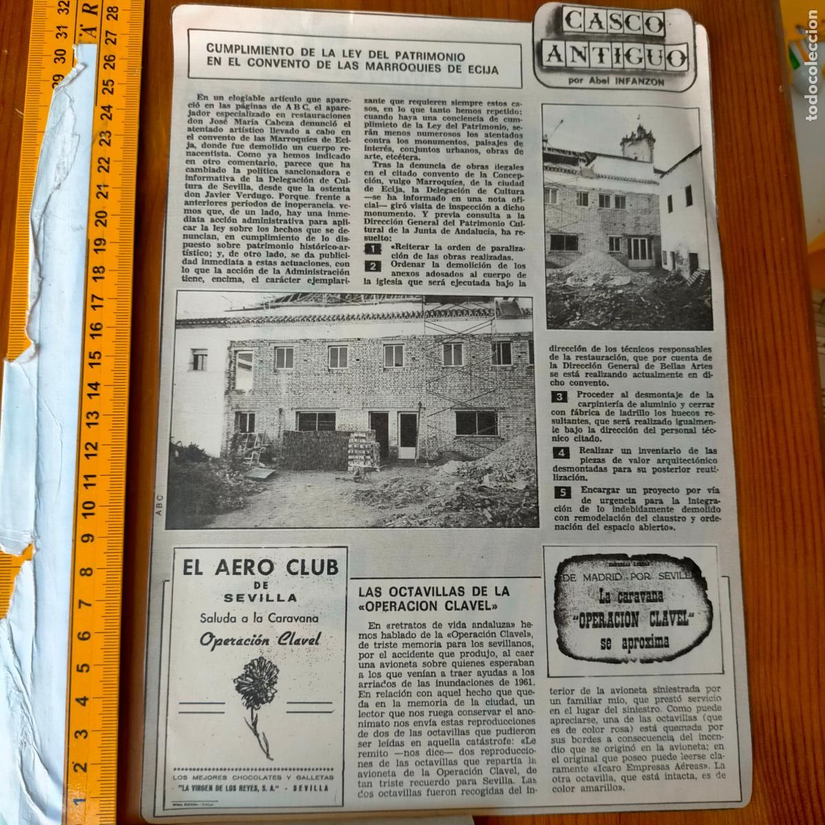 Collezionismo di Riviste e Giornali: NOTICIA SEVILLA CASCO ANTIGUO ANTONIO BURGOS - CONVENTO MARROQUIES EN ECIJA - OPERACION CLAVEL
