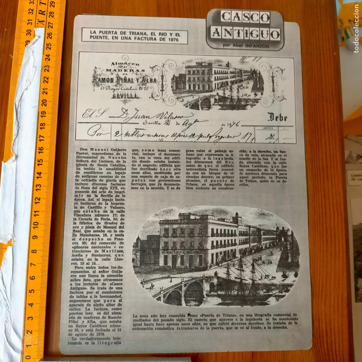Collezionismo di Riviste e Giornali: NOTICIA SEVILLA CASCO ANTIGUO ANTONIO BURGOS - ALMACEN MADERAS RAMON PI&Ntilde;AL Y ALBA
