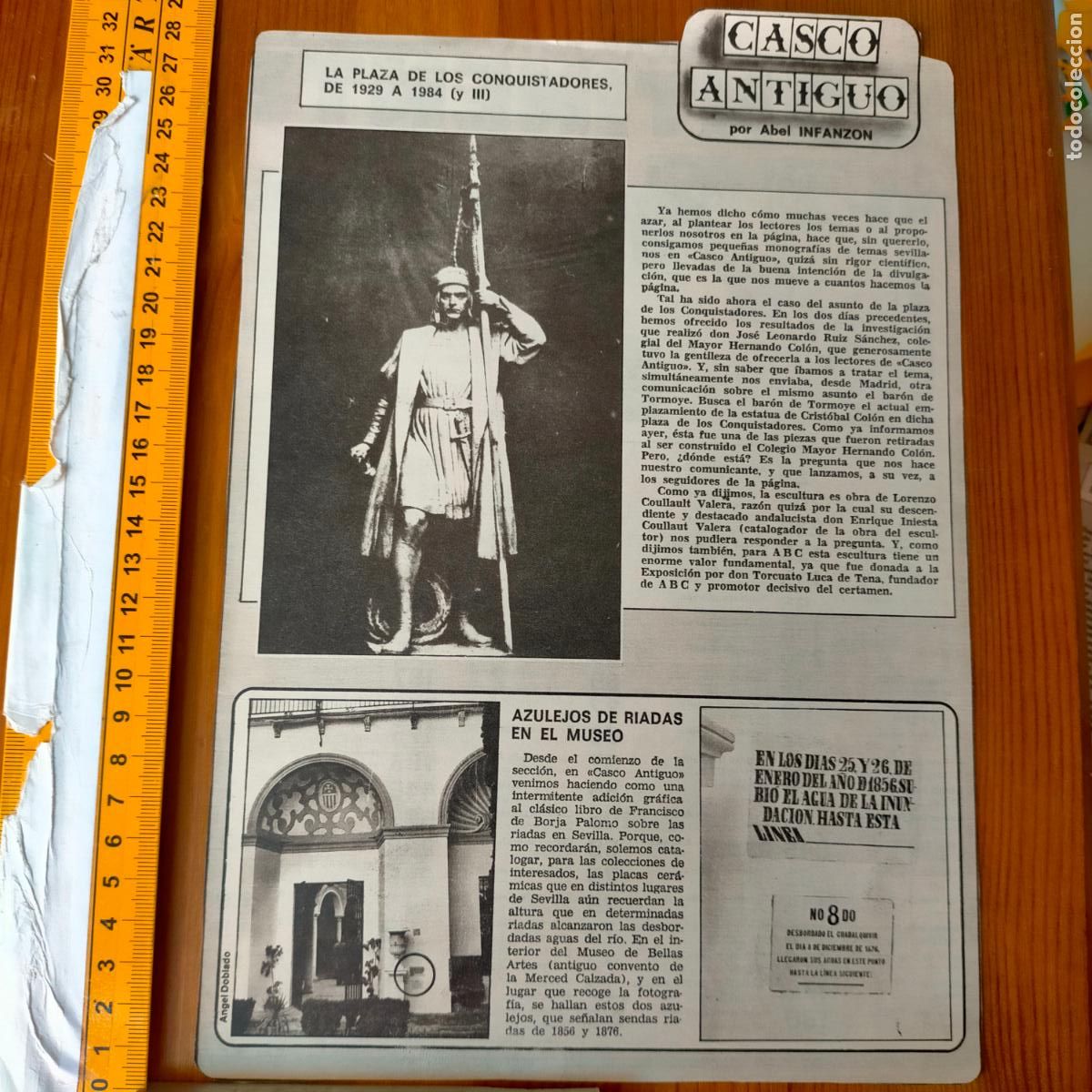Collection Magazines and Newspapers: NOTICIA SEVILLA CASCO ANTIGUO ANTONIO BURGOS - LA PLAZA DE LOS CONQUISTADORES - AZULEJOS DE RIADA