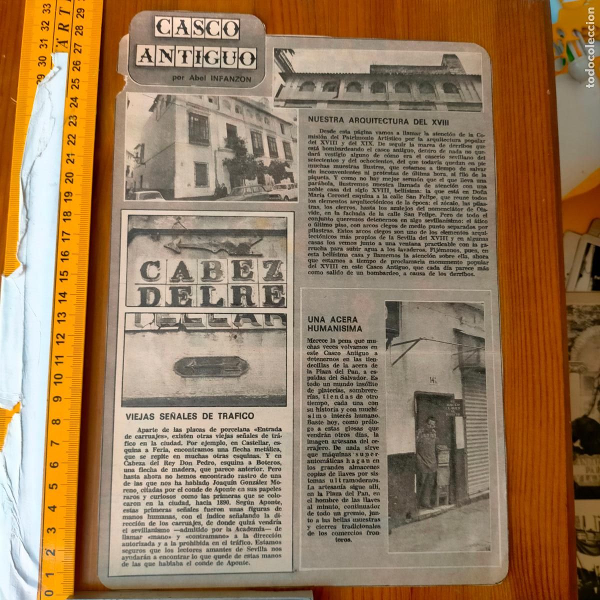 Collectionnisme de Revues et Journaux: NOTICIA SEVILLA CASCO ANTIGUO ANTONIO BURGOS - ARQUITECTURA XVIII - ACERA HUMANISIMA