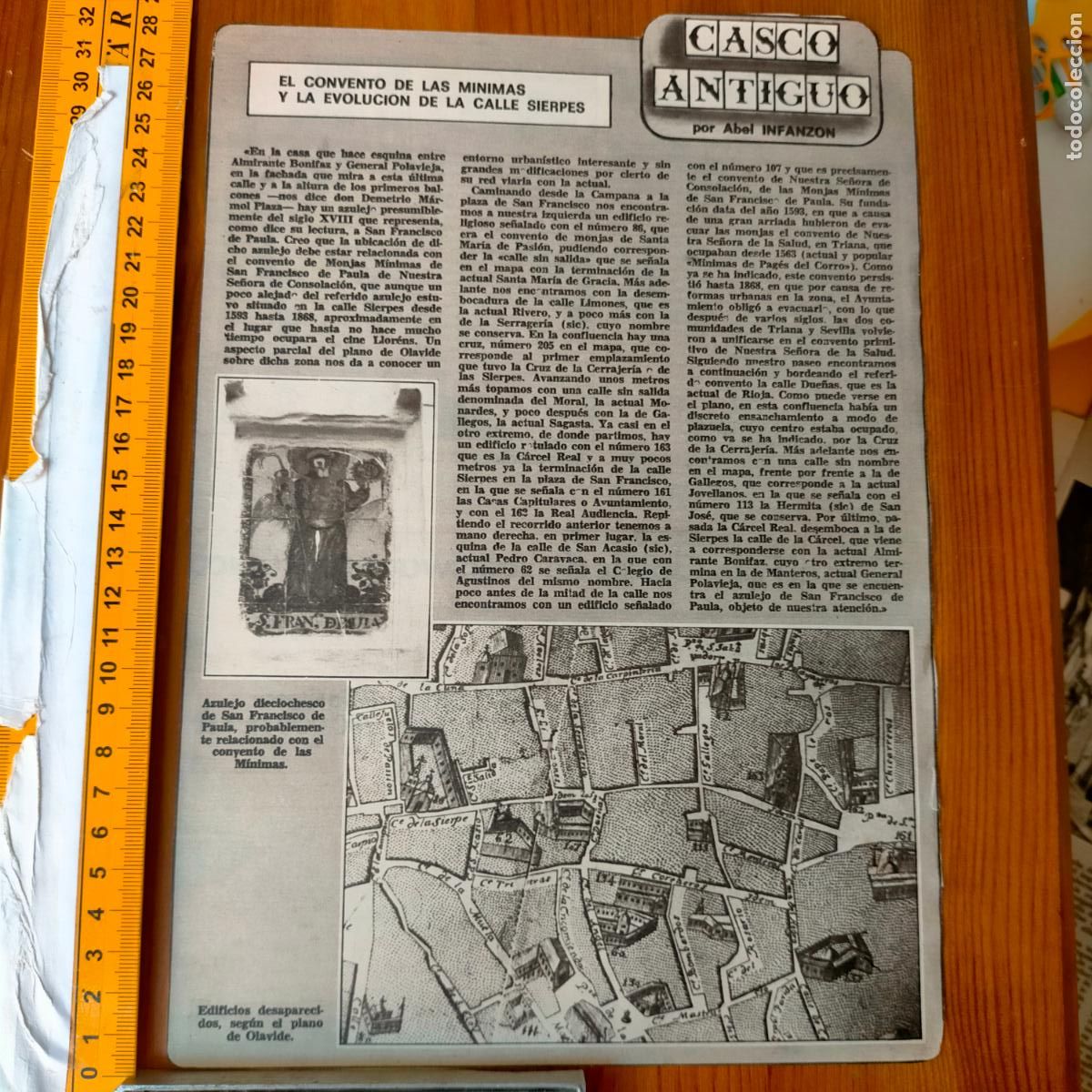 Collectionnisme de Revues et Journaux: NOTICIA SEVILLA CASCO ANTIGUO ANTONIO BURGOS - CONVENTO DE LAS MINIMAS CALLE SIERPES