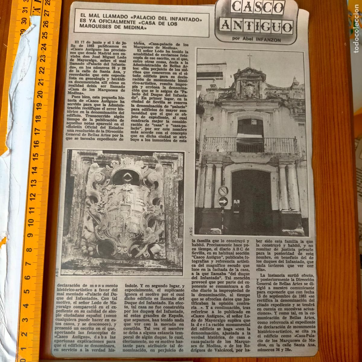 Collectionnisme de Revues et Journaux: NOTICIA SEVILLA CASCO ANTIGUO ANTONIO BURGOS - PALACIO DE LOS INFANTADOS MARQUESES DE MEDINA