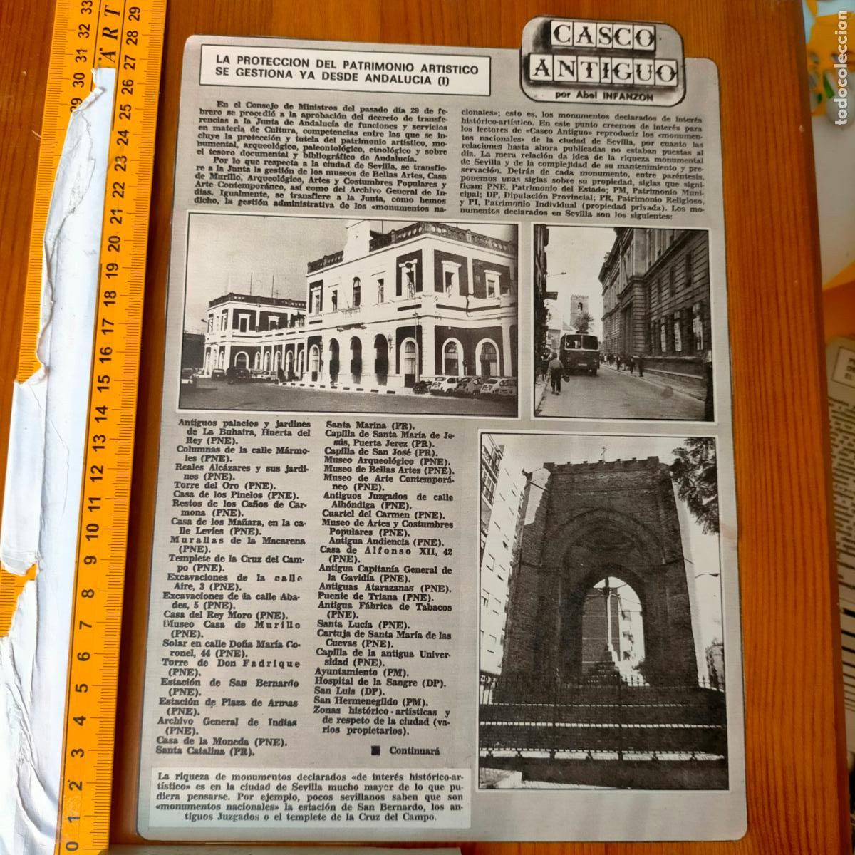 Collectionnisme de Revues et Journaux: NOTICIA SEVILLA CASCO ANTIGUO ANTONIO BURGOS - patrimonio artistico - monumentos