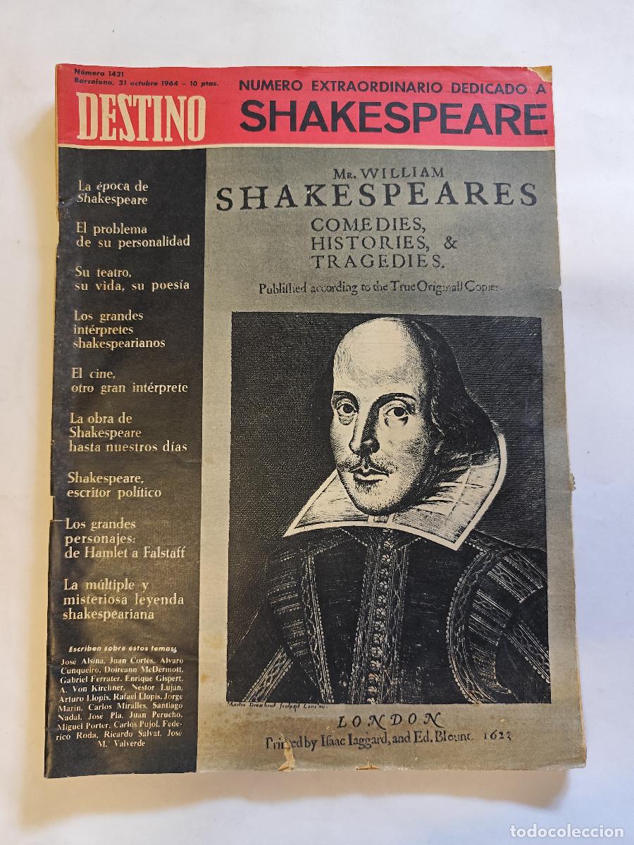 Coleccionismo de revistas y peri&oacute;dicos: REVISTA DESTINO ESPECIAL SHAKESPEARE 31 OCTUBRE DE 1964