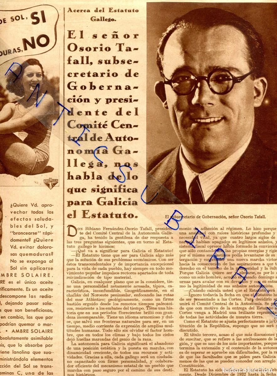 Collezionismo di Riviste e Giornali: REVISTA A&Ntilde;O 1936 OSORIO TAFALL ESTATUTO DE AUTONOMIA DE GALICIA MONASTERIO DE SAN GINES DE LA JARA