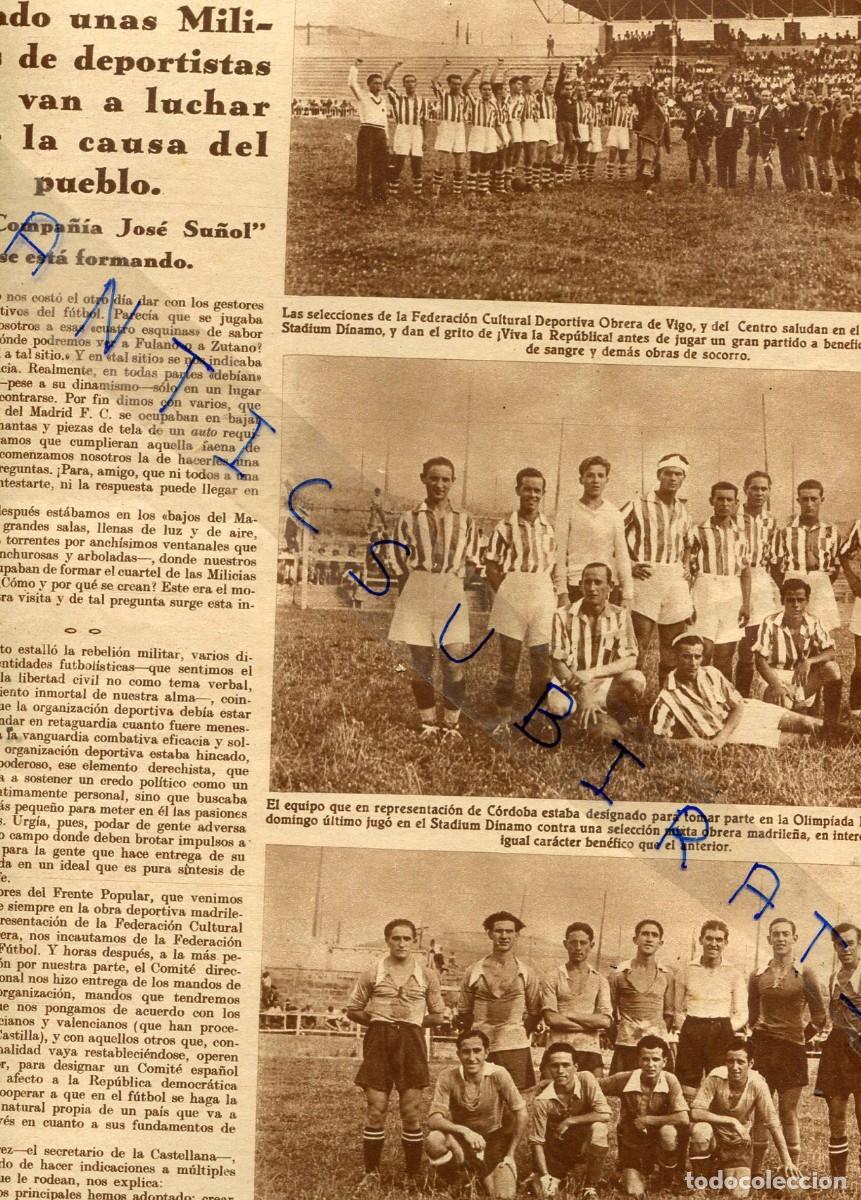 Coleccionismo de Revistas y Peri&oacute;dicos: REVISTA A&Ntilde;O 1936 GUERRA CIVIL FEDERACION CULTURAL DEPORTIVA OBRERA DE VIGO FUTBOL CORDOBA JOSE SU&Ntilde;OL