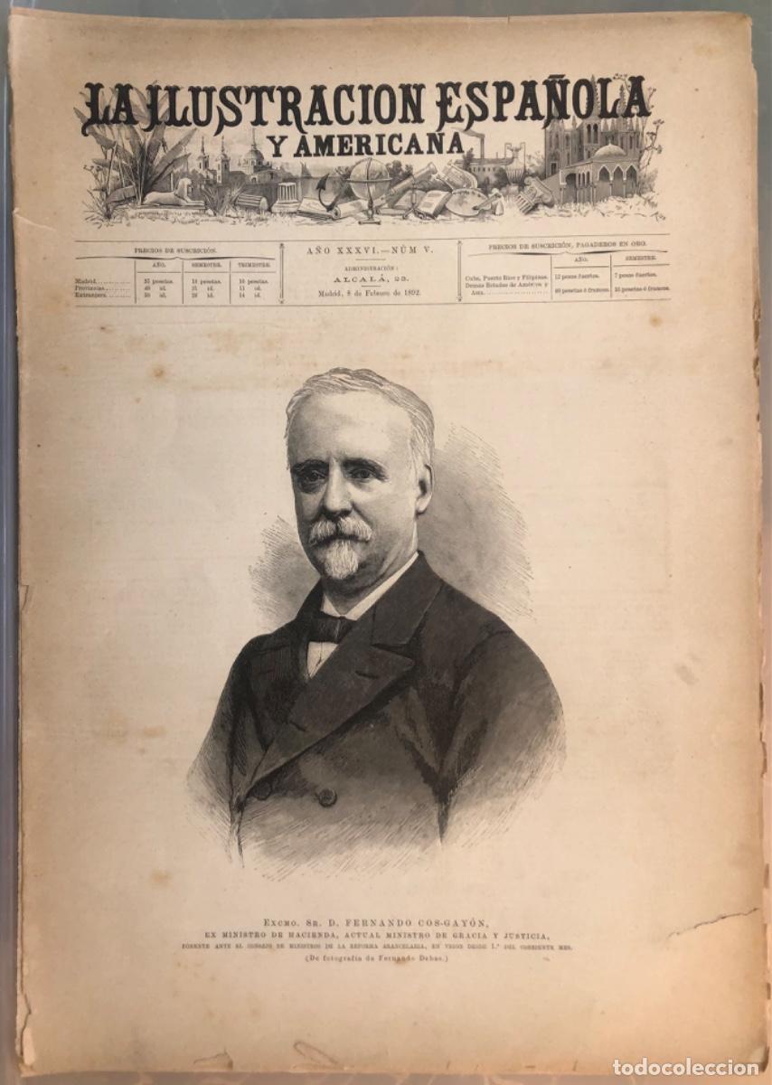 Coleccionismo de revistas y peri&oacute;dicos: ILU. ESP Y AM 1892 BILBAO(Huelga)-BIDASOA (Puente internacional)-ALICANTE (Paseo Explanada)-LONDRES