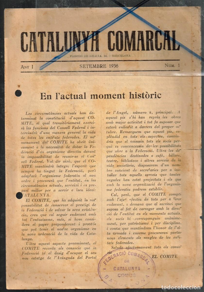 Coleccionismo de Revistas y Peri&oacute;dicos: 1936 SETEMBRE BCN n&ordm; 1 ''CATALUNYA COMARCAL'' EN L&acute;ACTUAL MOMENT HIST&Ograve;RIC CONSTITUCI&Oacute; COMIT&Egrave;