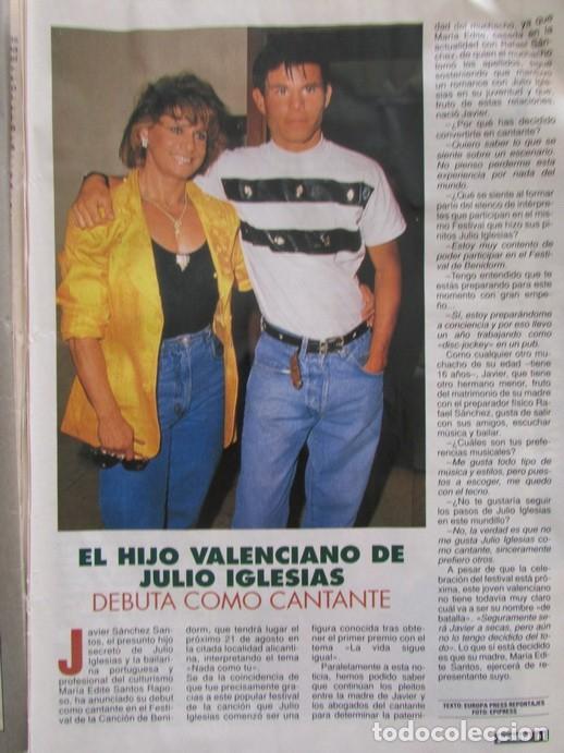 Coleccionismo de Revistas y Peri&oacute;dicos: RECORTE REVISTA PRONTO 1108 1993 JAVIER S&Aacute;NCHEZ SANTOS, HIJO DE JULIO IGLESIAS
