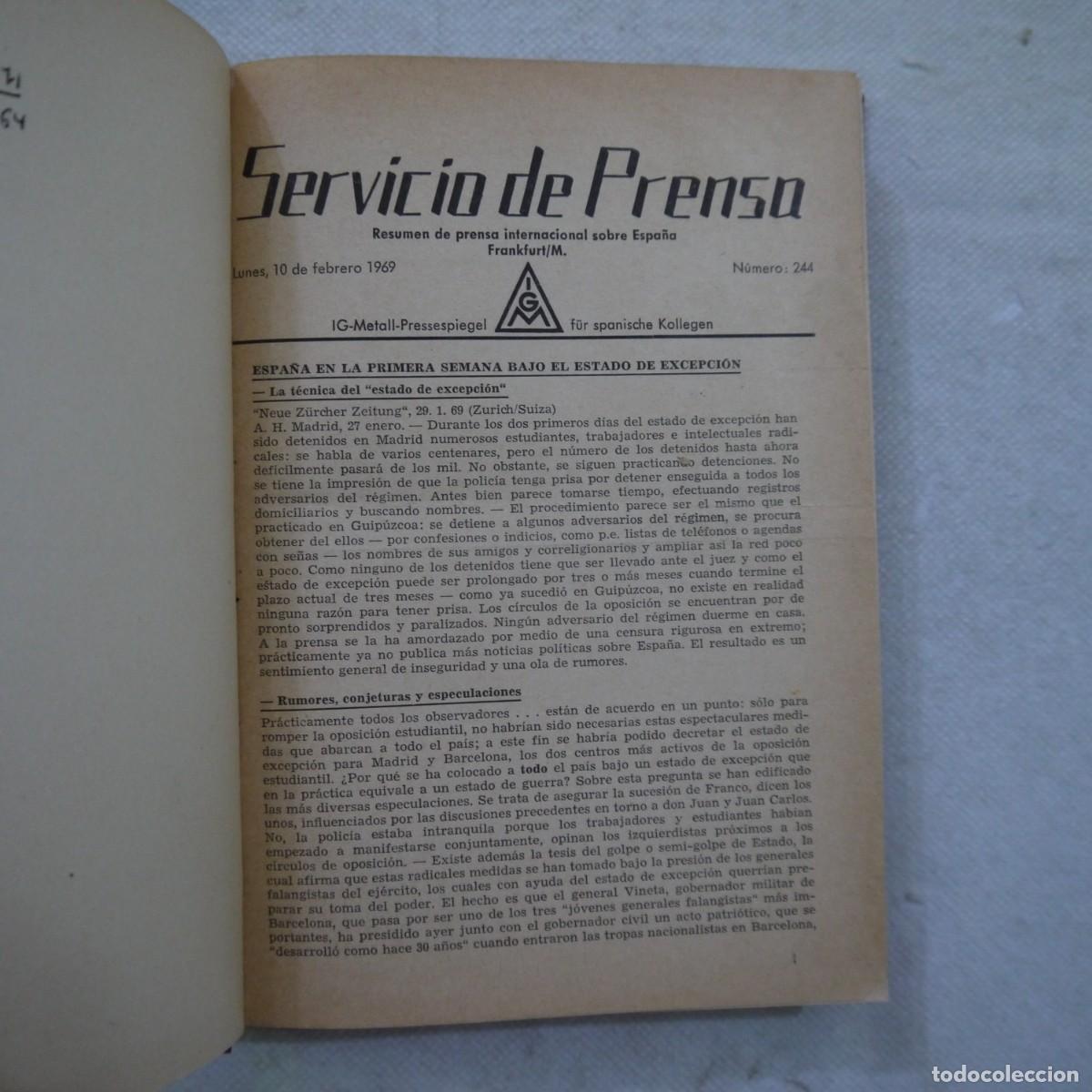 Coleccionismo de Revistas y Peri&oacute;dicos: SERVICIO DE PRENSA/RESUMEN DE PRENSA INTERNACIONAL SOBRE ESPA&Ntilde;A PUBLICADO POR IG-METALL-PRESSESPIEGE