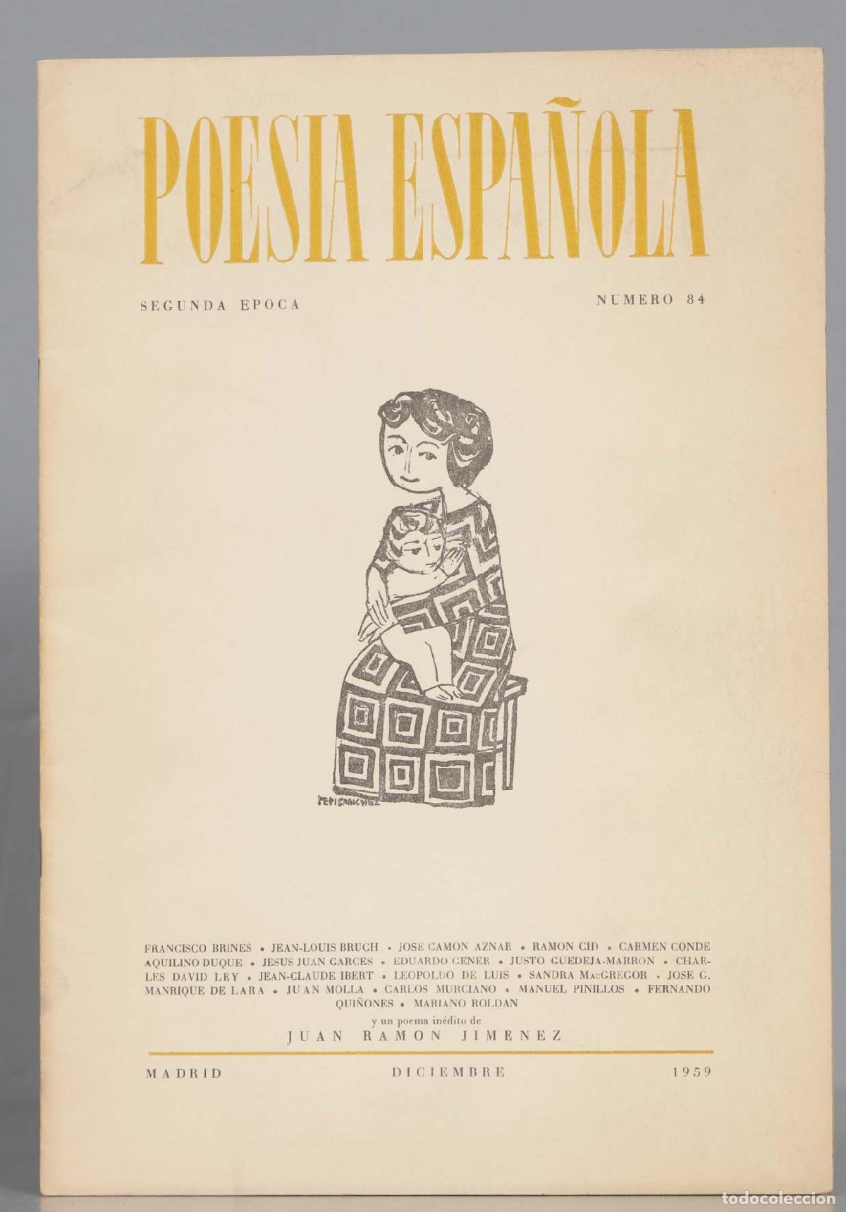 Coleccionismo de Revistas y Peri&oacute;dicos: REVISTA. POESIA ESPA&Ntilde;OLA. N. 84. A&Ntilde;O 1959. POEMA INEDITO JUAN RAMON JIMENEZ