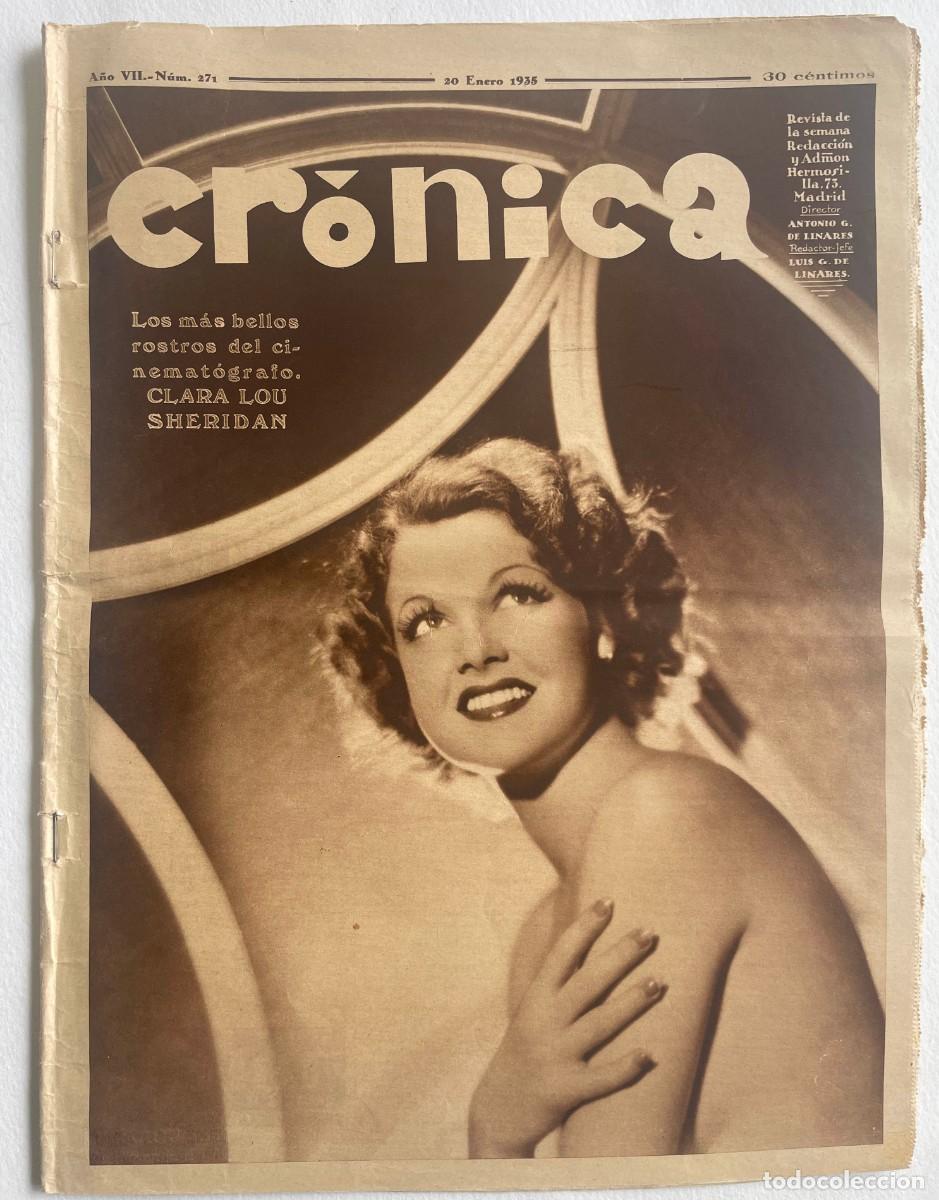Coleccionismo de revistas y peri&oacute;dicos: VINTAGE antigua revista CR&Oacute;NICA, no.271 ENERO de 1935 (plena rep&uacute;blica).