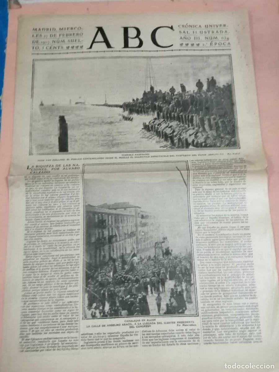 Coleccionismo de Revistas y Peri&oacute;dicos: ABC 27 FEBRERO 1907. TERRIBLE NAUFRAGIO