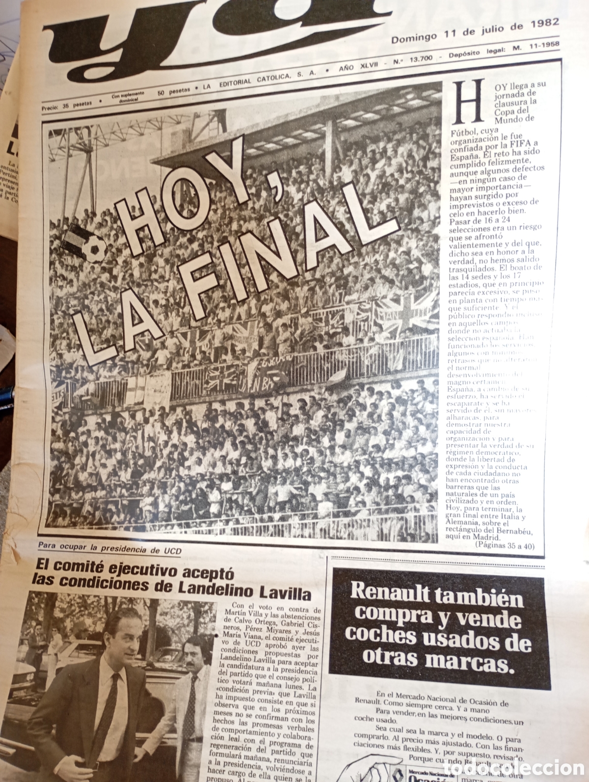 Collectionnisme de Revues et Journaux: antiguo peri&oacute;dico Ya Lote de 10 viejos peri&oacute;dicos del a&ntilde;o 1982 YA